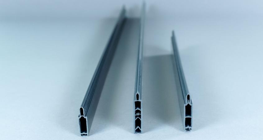 3 grey plastic extrusion profiles