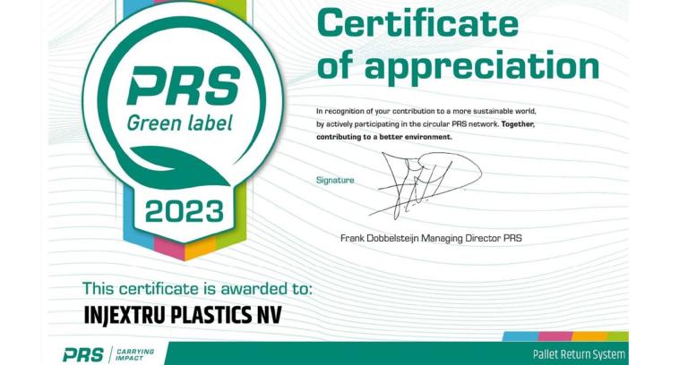 PRS Green Label Zertifikat Injextru Plastics